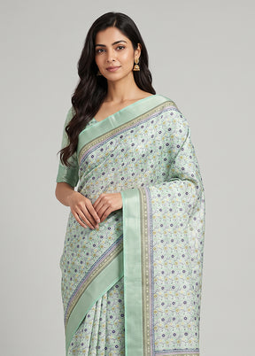 Multicolor Dupion Silk Saree With Blouse Piece
