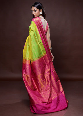 Green Kanjivaram Silk Saree Without Blouse Piece - Indian Silk House Agencies