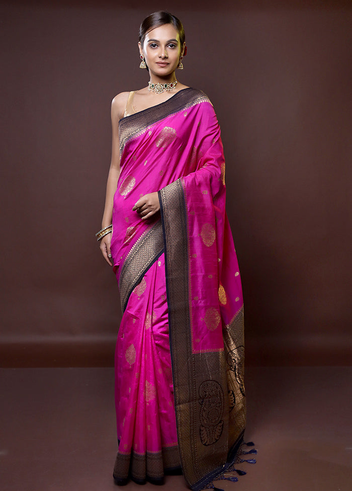 Pink Dupion Silk Saree With Blouse Piece