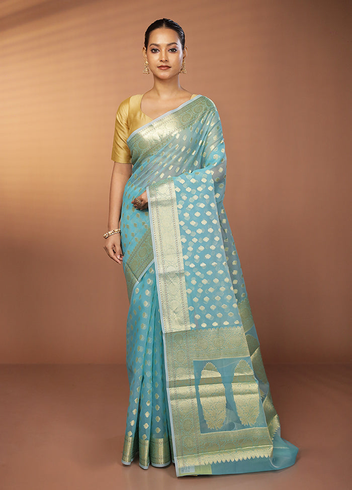 Multicolor Kora Silk Saree With Blouse Piece