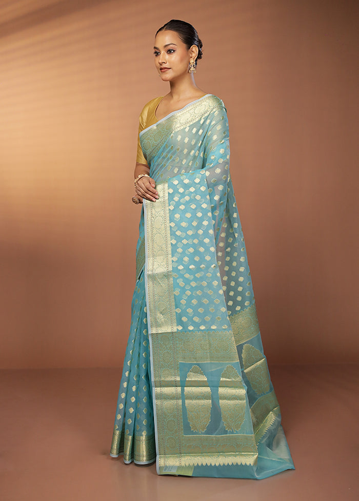 Multicolor Kora Silk Saree With Blouse Piece