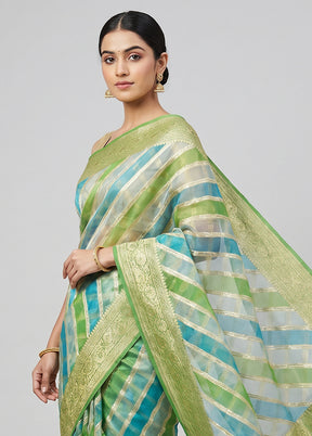 Multicolor Organza Saree With Blouse Piece