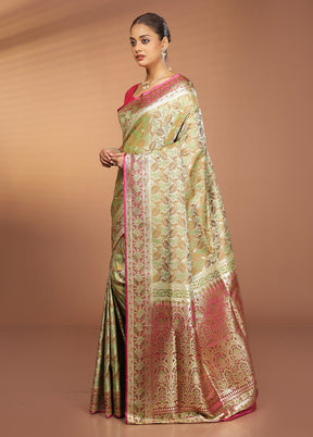 Cream Tanchoi Silk Saree With Blouse Piece