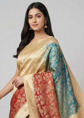 Multicolor Dupion Silk Saree With Blouse Piece