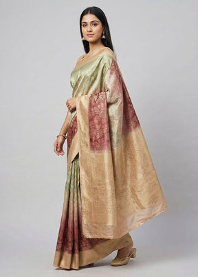 Multicolor Dupion Silk Saree With Blouse Piece