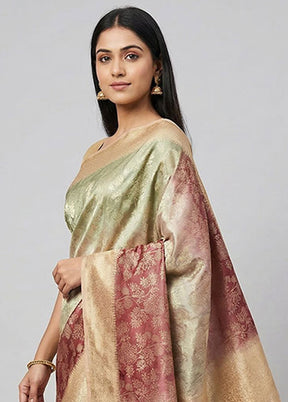 Multicolor Dupion Silk Saree With Blouse Piece