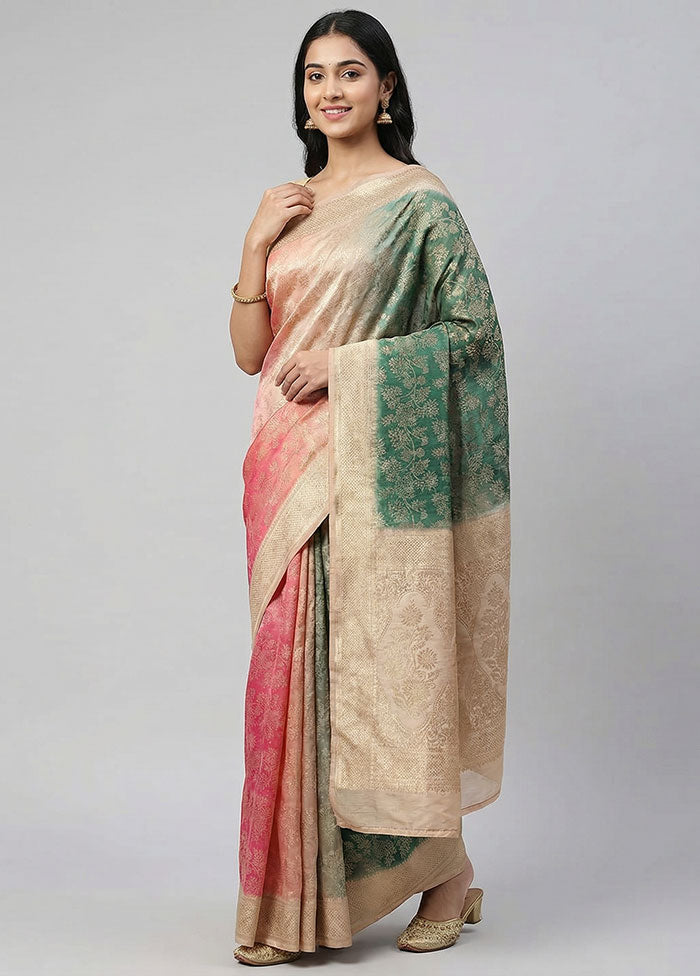 Multicolor Dupion Silk Saree With Blouse Piece