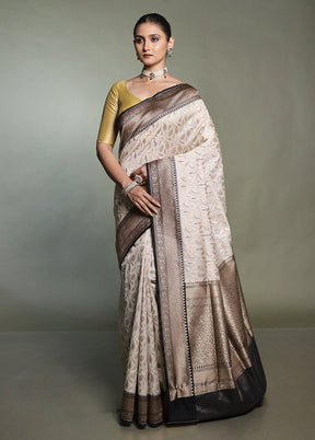 Cream Kora Silk Saree With Blouse Piece