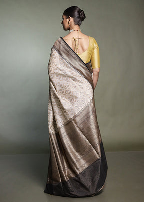 Cream Kora Silk Saree With Blouse Piece