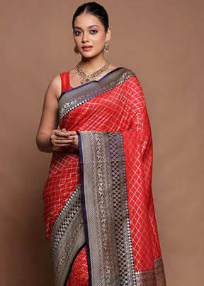 Red Uppada Silk Saree With Blouse Piece