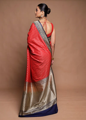 Red Uppada Silk Saree With Blouse Piece