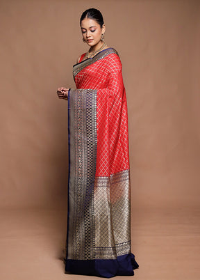 Red Uppada Silk Saree With Blouse Piece