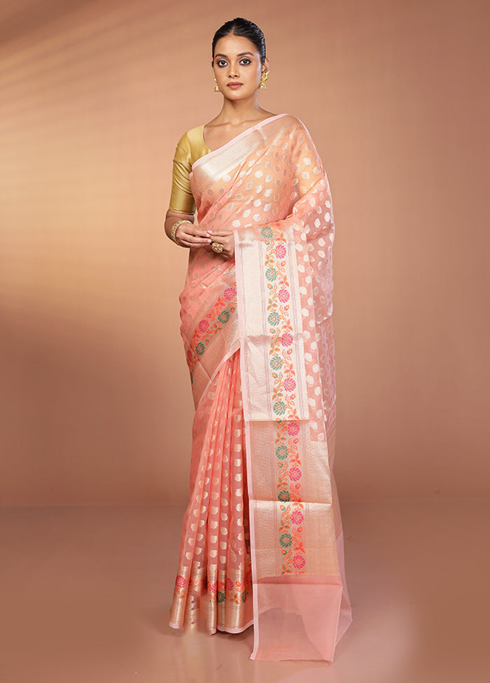 Pink Organza Saree With Blouse Piece