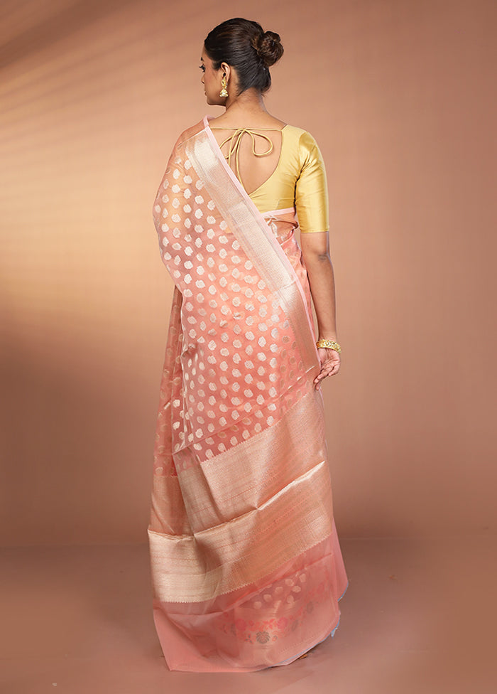 Pink Organza Saree With Blouse Piece