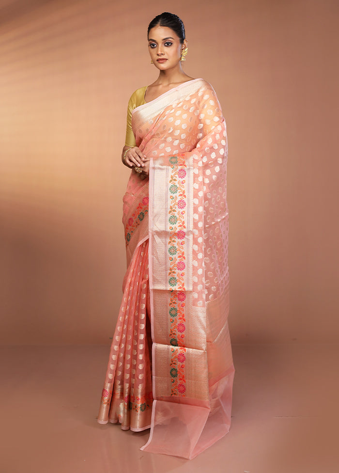 Pink Organza Saree With Blouse Piece