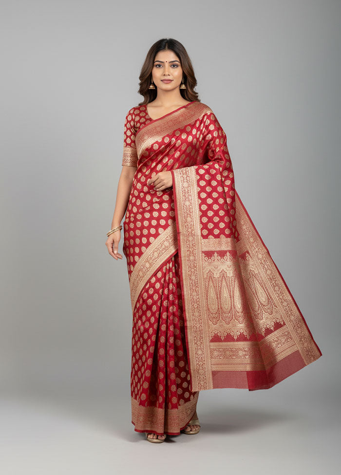 Pink Banarasi Silk Saree With Blouse Piece