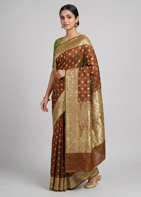 Maroon Banarasi Silk Saree With Blouse Piece