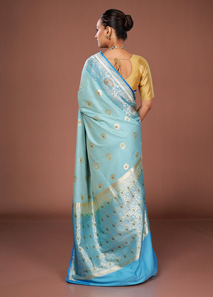 Blue Uppada Silk Saree With Blouse Piece