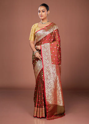 Pink Tanchoi Silk Saree With Blouse Piece