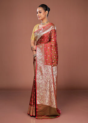 Pink Tanchoi Silk Saree With Blouse Piece