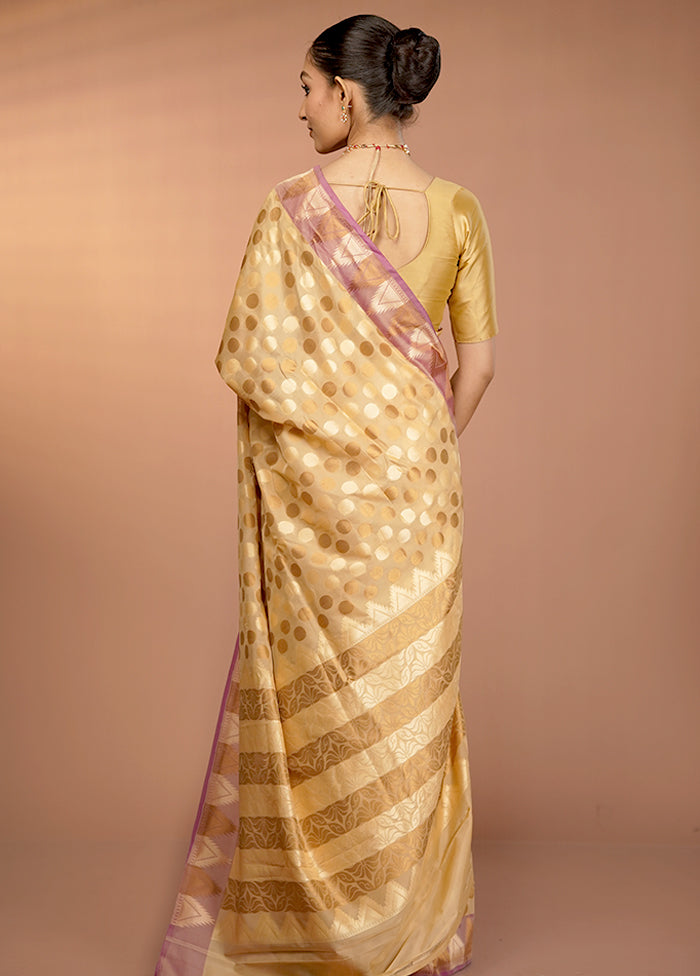 Cream Kora Silk Saree With Blouse Piece