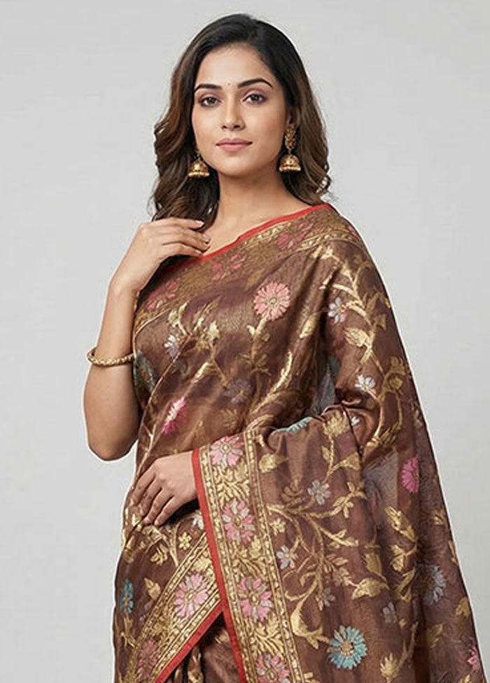 Blue Organza Saree With Blouse Piece