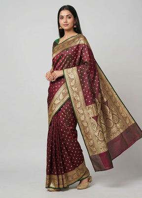 Green Handloom Banarasi Pure Silk Saree With Blouse Piece