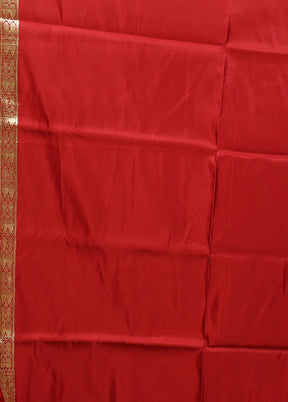 Red Handloom Banarasi Pure Silk Saree With Blouse Piece