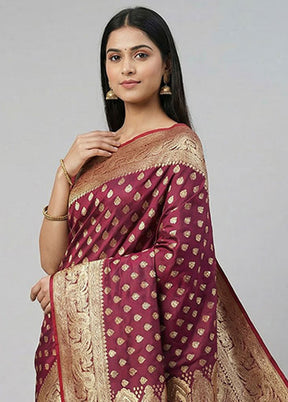 Purple Banarasi Silk Saree With Blouse Piece