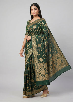 Green Georgette Saree With Blouse Piece