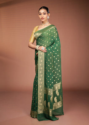 Green Georgette Saree With Blouse Piece
