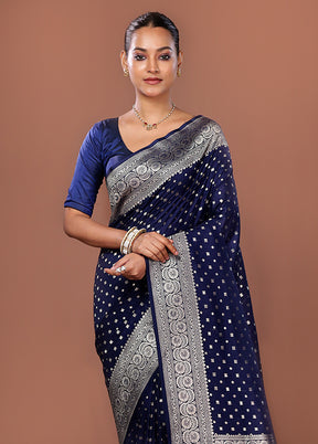 Blue Uppada Silk Saree With Blouse Piece
