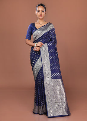 Blue Uppada Silk Saree With Blouse Piece
