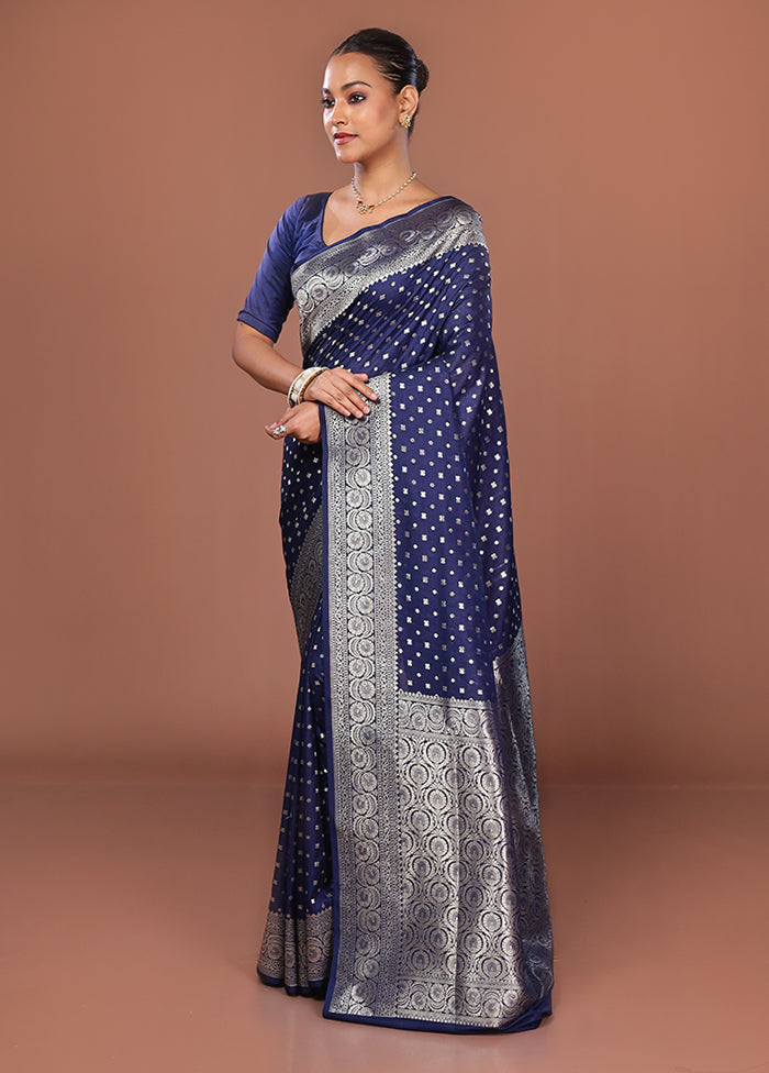 Blue Uppada Silk Saree With Blouse Piece