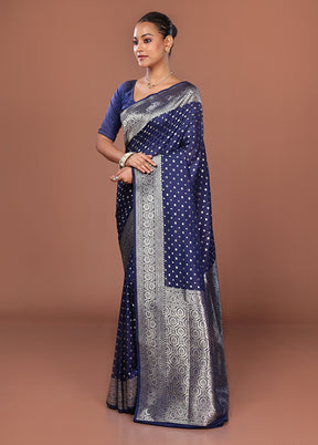 Blue Uppada Silk Saree With Blouse Piece