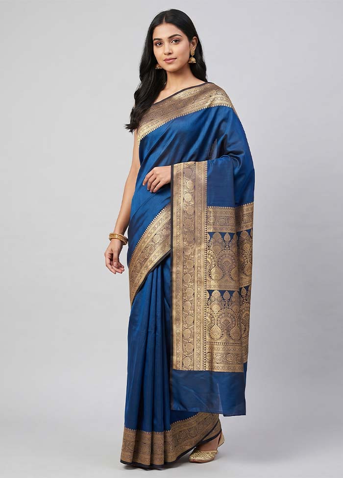 Multicolor Banarasi Silk Saree With Blouse Piece