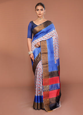 Multicolor Tussar Silk Saree With Blouse Piece