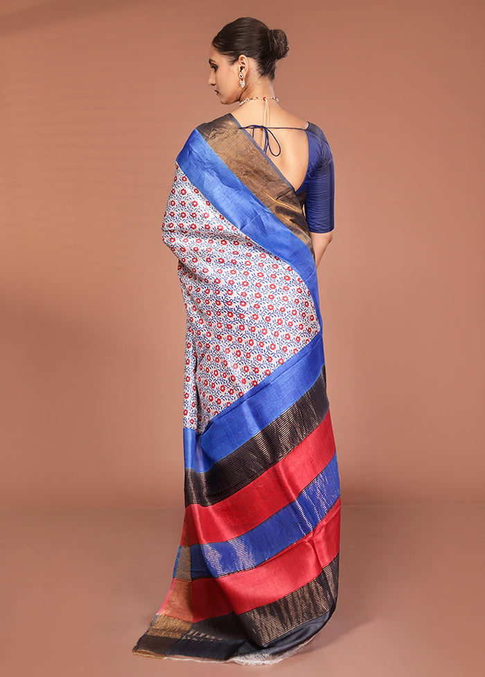 Multicolor Tussar Silk Saree With Blouse Piece