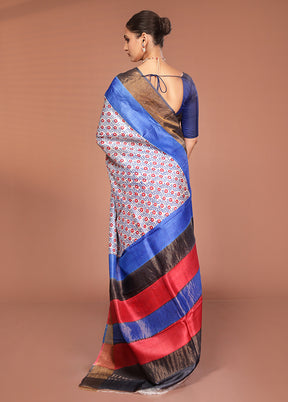 Multicolor Tussar Silk Saree With Blouse Piece