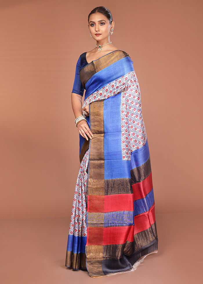 Multicolor Tussar Silk Saree With Blouse Piece