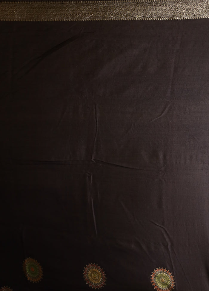 Black Handloom Pure Georgette Saree With Blouse Piece