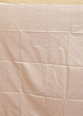 White Handloom Tussar Pure Silk Saree With Blouse Piece