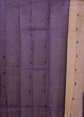 Blue Jamdani Cotton Saree Without Blouse Piece