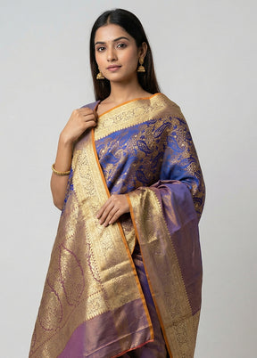 Purple Tanchoi Silk Saree With Blouse Piece