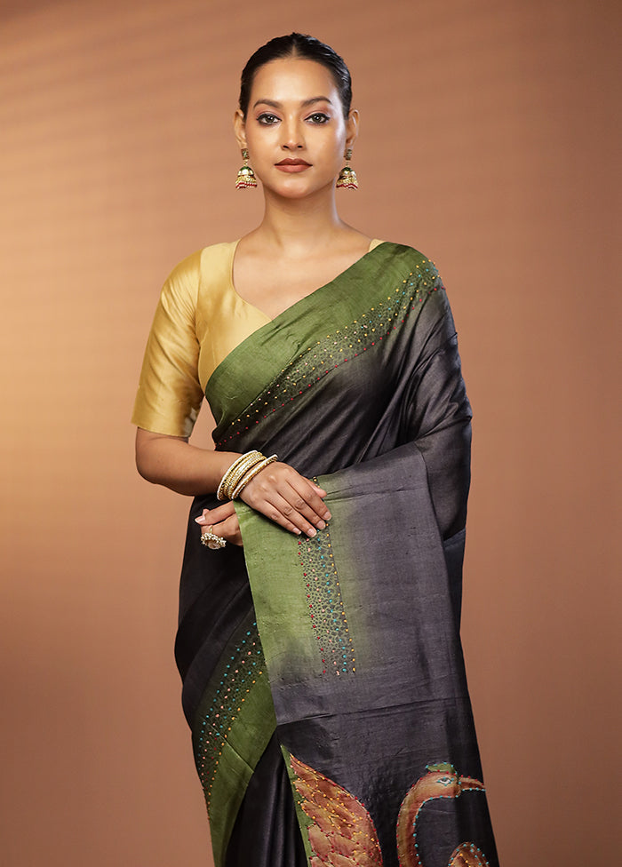 Multicolor Handloom Printed Pure Silk Saree Without Blouse Piece