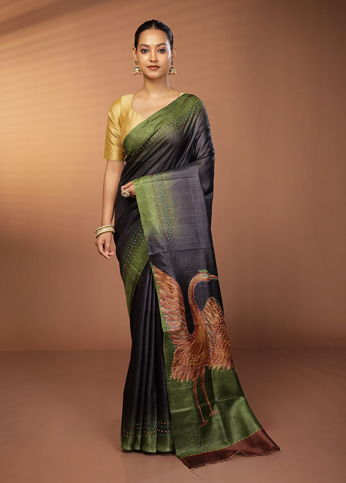 Multicolor Handloom Printed Pure Silk Saree Without Blouse Piece