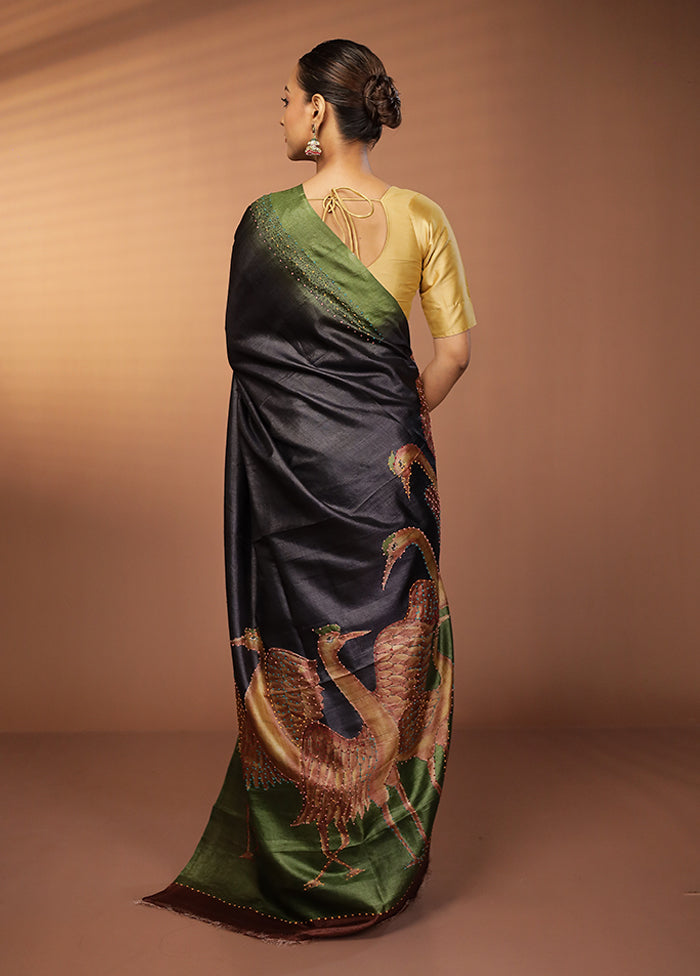Multicolor Handloom Printed Pure Silk Saree Without Blouse Piece