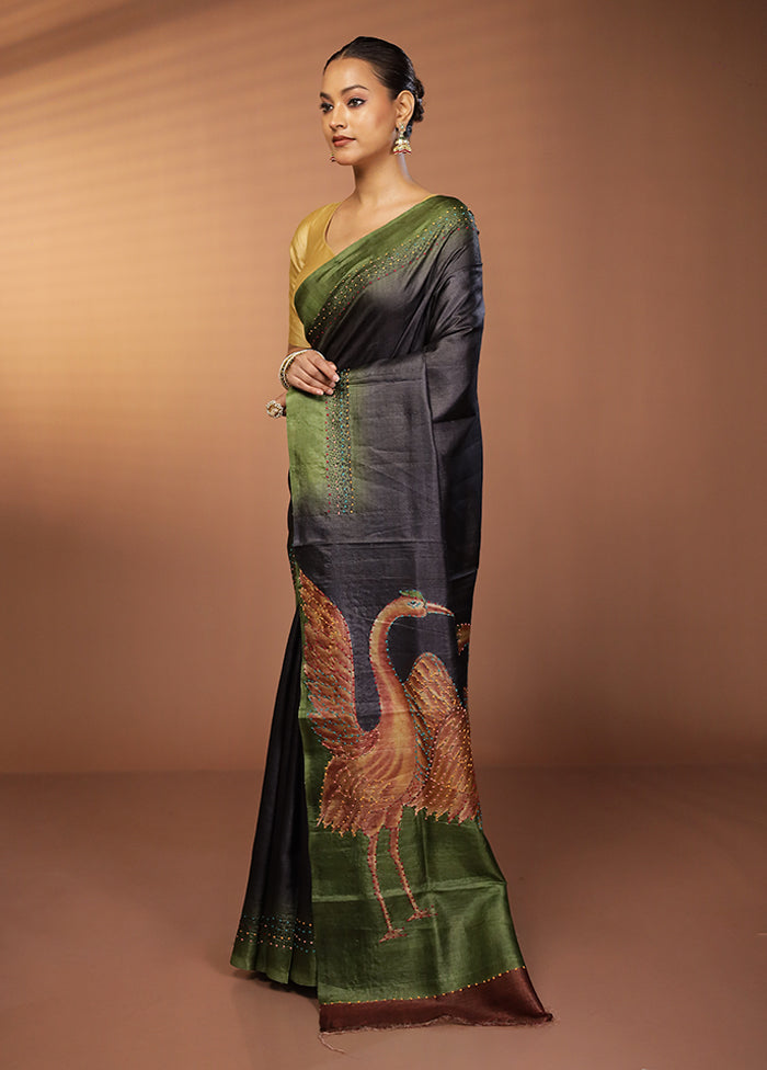 Multicolor Handloom Printed Pure Silk Saree Without Blouse Piece
