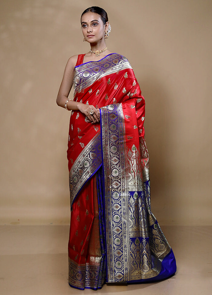 Pink Banarasi Silk Saree With Blouse Piece