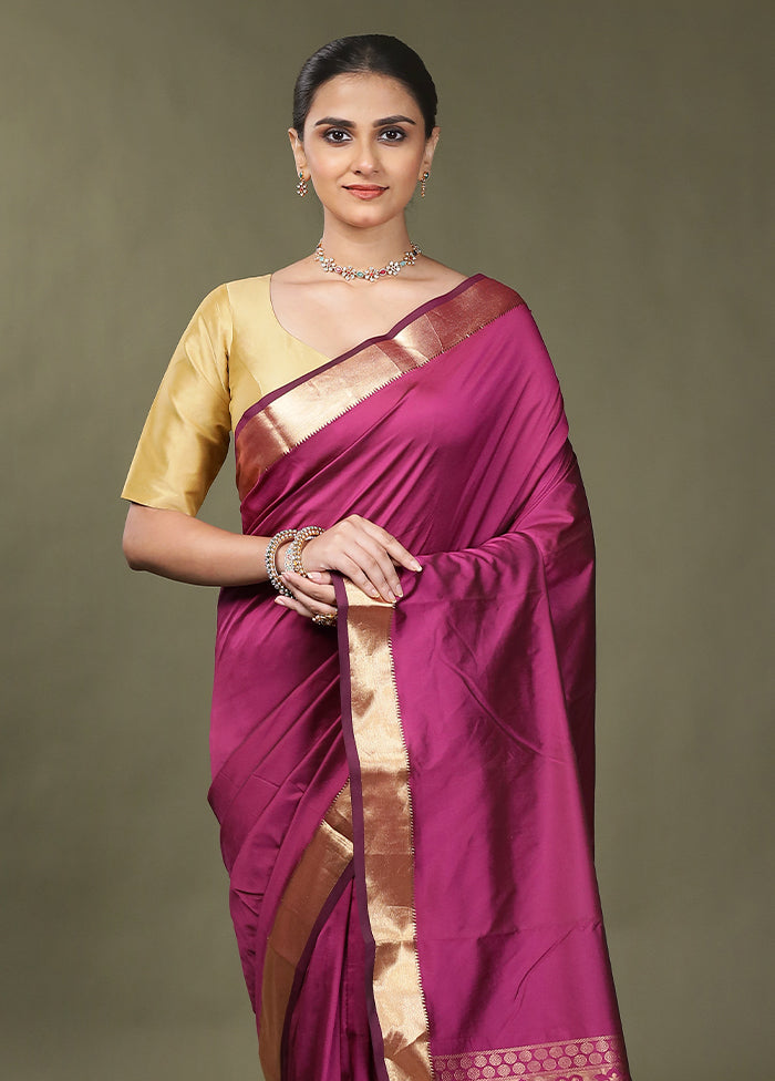 Purple Kanjivaram Silk Saree With Blouse Piece
